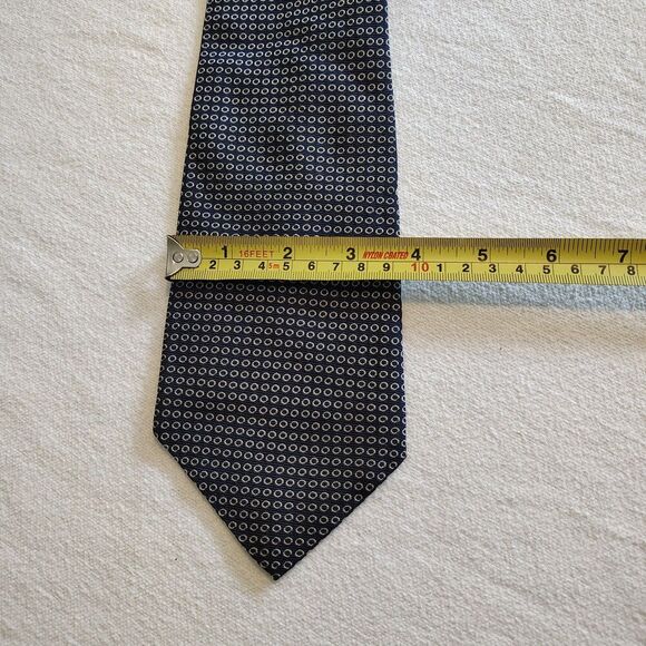 Ralph Lauren POLO Men's Neck Tie 100% SILK Navy Tan Circles Minimalist Office - Picture 7 of 7